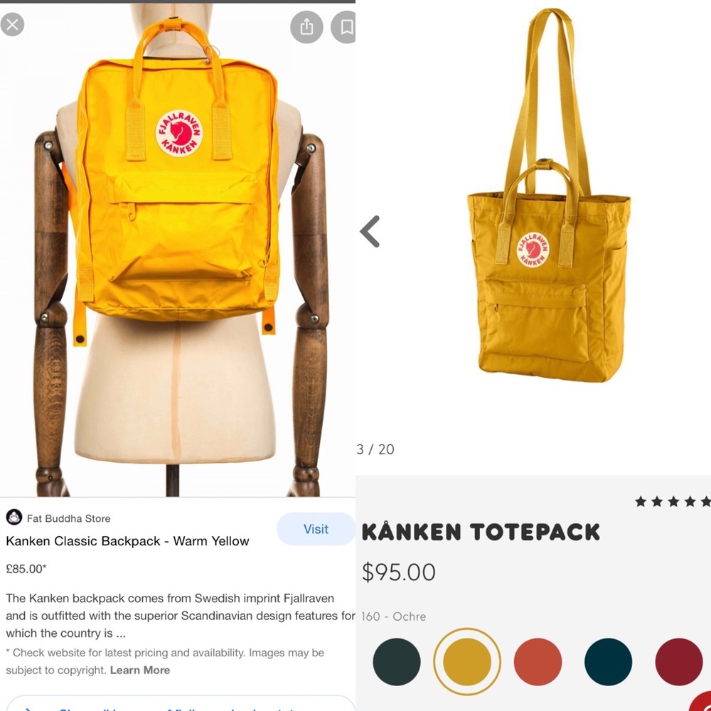 Kanken Totepack, Warm Yellow, 14” tall